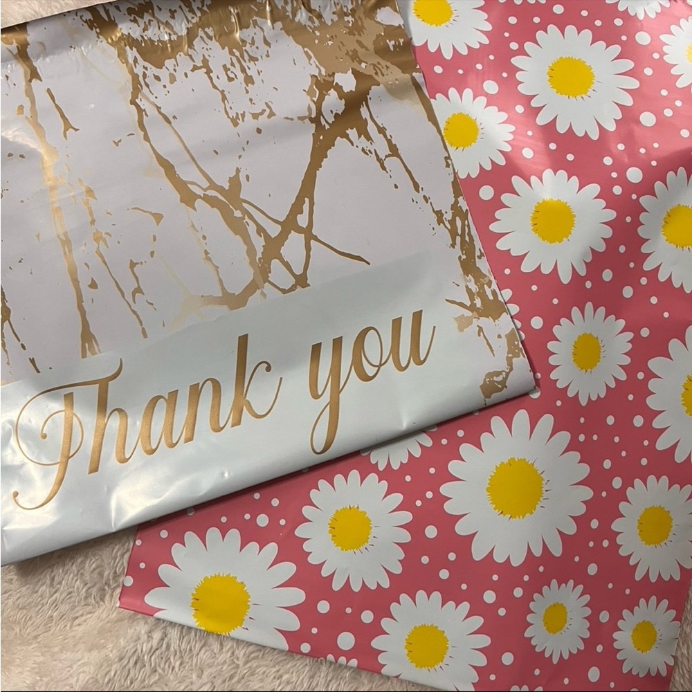 10x13 Floral Thank You snd Gold Accents Poly mailers 10x13